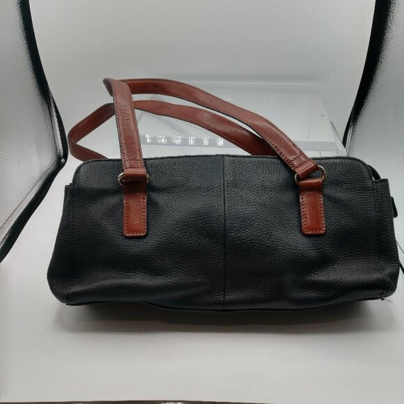 Fossil Leather Purse, Handbag, Black, Brown, Satchel, Shoulder Strap - Picture 8 of 11